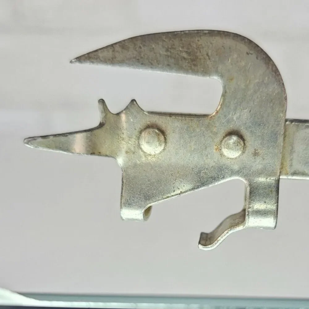Vintage A&J Can Bottle Opener Wood Handle Tool Steel Tempered USA Kitchen Tool